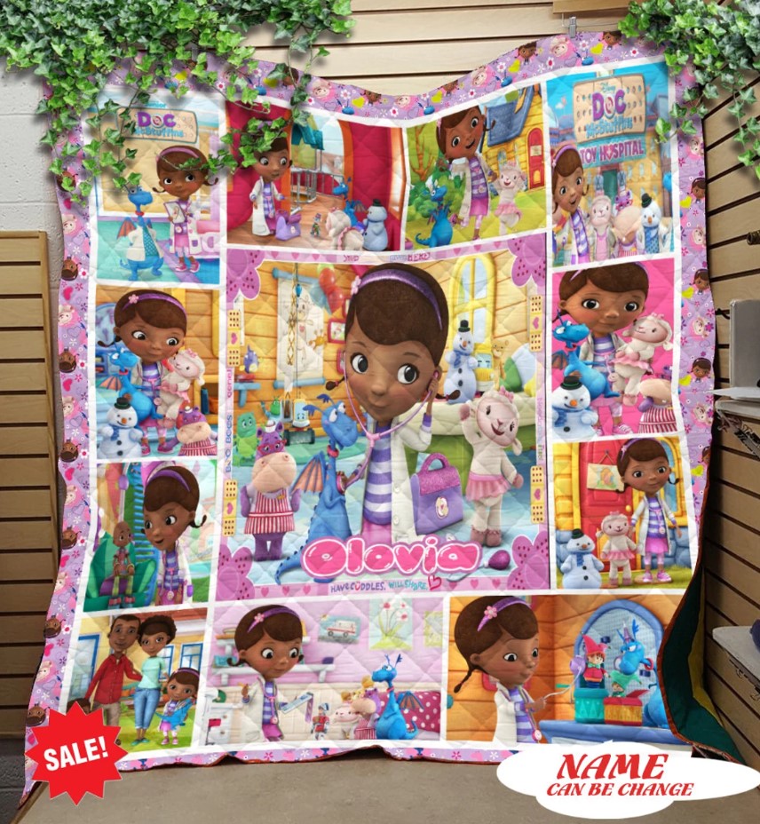 Personalized Doc Mcstuffins Blanket Custom Doc Mcstuffins Quilt Doc Mcstuffins Party Custom Kids Blanket